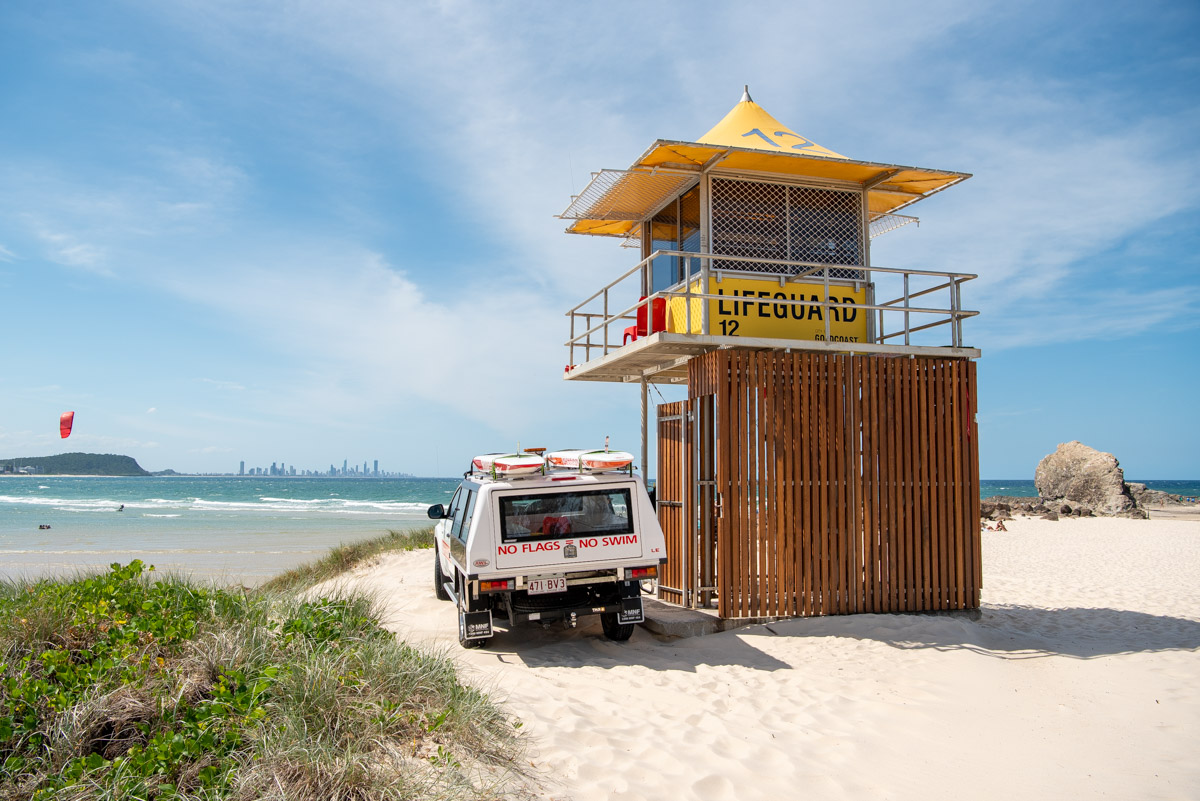 currumbin-on-foot-beach-creek-point Currumbin Alley beach with the lifeguard tower and Elephant Rock, Currumbin